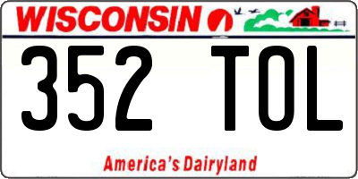WI license plate 352TOL