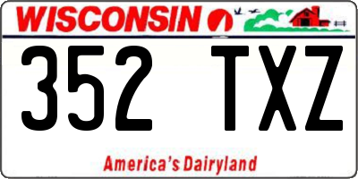 WI license plate 352TXZ