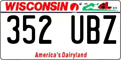 WI license plate 352UBZ