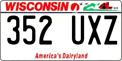 WI license plate 352UXZ