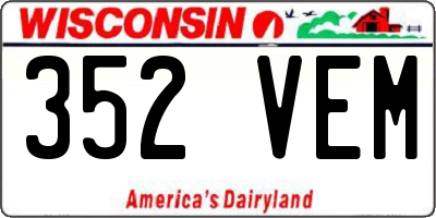 WI license plate 352VEM