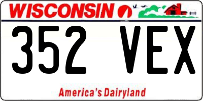 WI license plate 352VEX