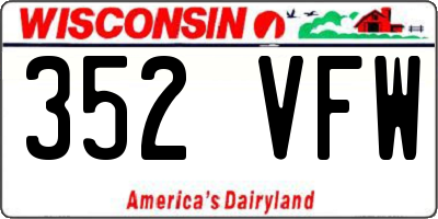 WI license plate 352VFW