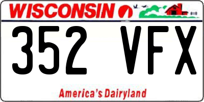 WI license plate 352VFX