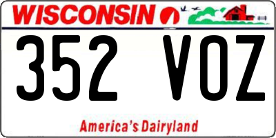 WI license plate 352VOZ