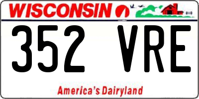 WI license plate 352VRE