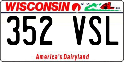 WI license plate 352VSL