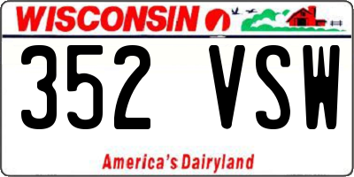 WI license plate 352VSW