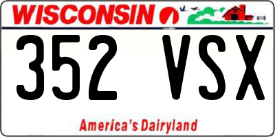 WI license plate 352VSX