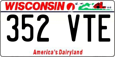WI license plate 352VTE