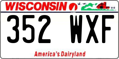 WI license plate 352WXF