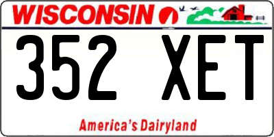 WI license plate 352XET