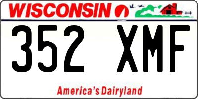WI license plate 352XMF
