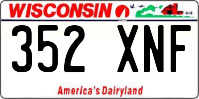 WI license plate 352XNF