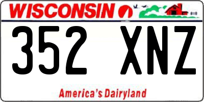 WI license plate 352XNZ