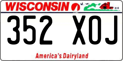 WI license plate 352XOJ