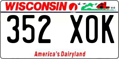 WI license plate 352XOK