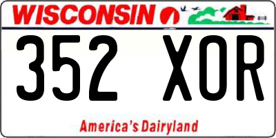 WI license plate 352XOR