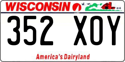 WI license plate 352XOY