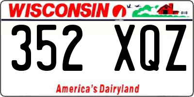 WI license plate 352XQZ