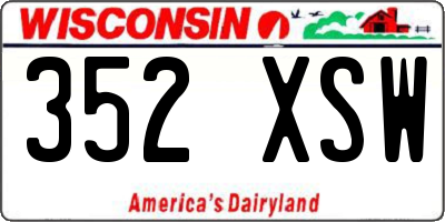 WI license plate 352XSW