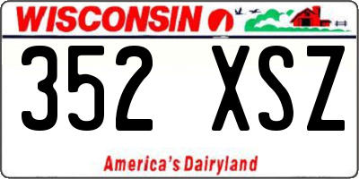 WI license plate 352XSZ