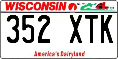 WI license plate 352XTK