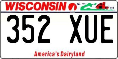 WI license plate 352XUE