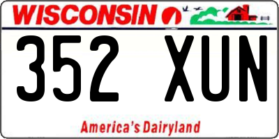 WI license plate 352XUN