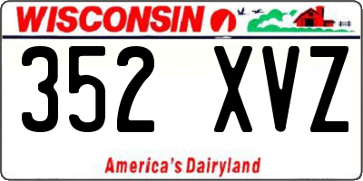 WI license plate 352XVZ