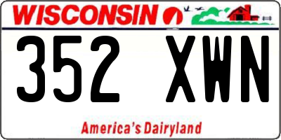 WI license plate 352XWN