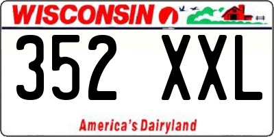 WI license plate 352XXL