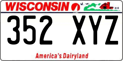 WI license plate 352XYZ