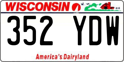 WI license plate 352YDW