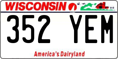 WI license plate 352YEM
