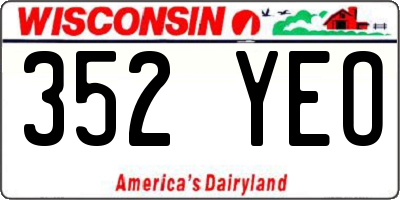 WI license plate 352YEO