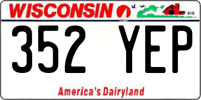 WI license plate 352YEP
