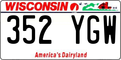 WI license plate 352YGW