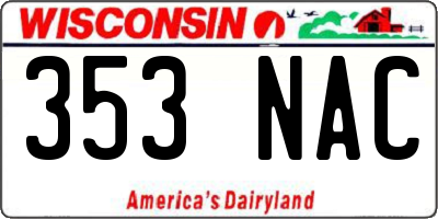 WI license plate 353NAC