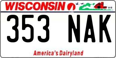 WI license plate 353NAK