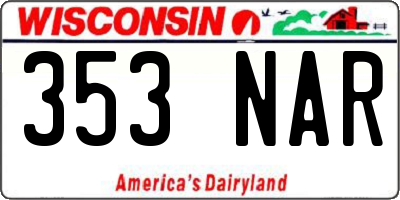WI license plate 353NAR