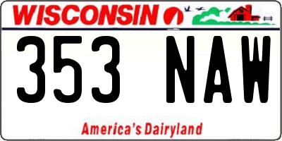 WI license plate 353NAW