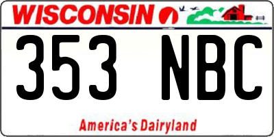 WI license plate 353NBC