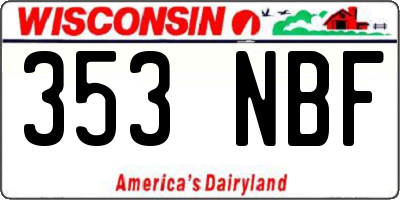 WI license plate 353NBF