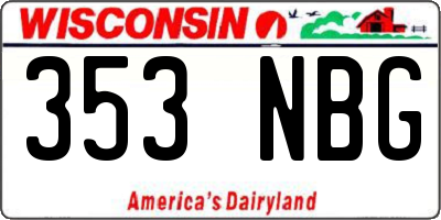 WI license plate 353NBG