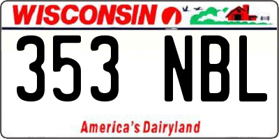 WI license plate 353NBL