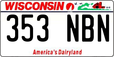 WI license plate 353NBN