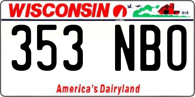 WI license plate 353NBO