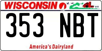 WI license plate 353NBT