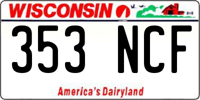 WI license plate 353NCF